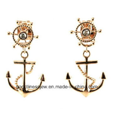 Hot Sale e 2015 New Hot Shot Moda Gold Lated Stud Earrings Mover Estilo Gold Ancora Brincos para as Mulheres E6339